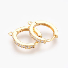 Hoop Earrings With Zirconia Stones - 18K Gold-plated (16x14mm) - Uniq Perler - 0000014776
