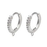 Creoler Med Zirkonia Sten - Platiniums Farvet (13,5x12,5mm) - Uniq Perler - 112720