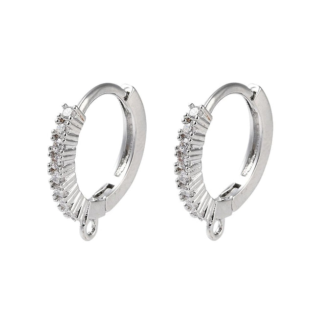 Creoler Med Zirkonia Sten - Platiniums Farvet (13,5x12,5mm) - Uniq Perler - 112720