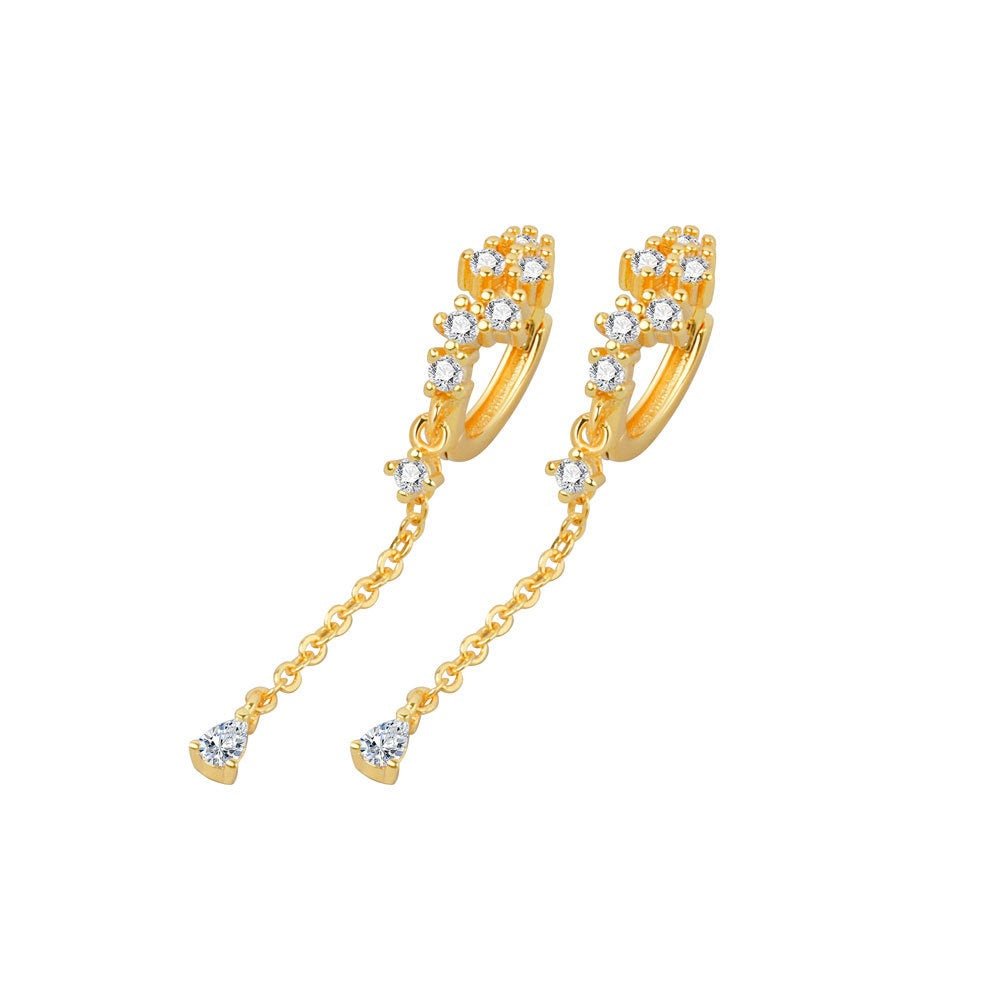 Creoler Med Zirkonia Sten, samt lille vedhæng - 18K forgyldt messing - Uniq Perler - 