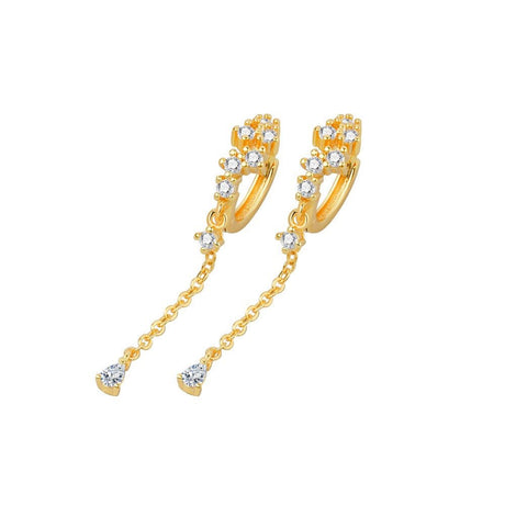 Creoler Med Zirkonia Sten, samt lille vedhæng - 18K forgyldt messing - Uniq Perler - 