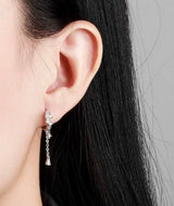 Creoler Med Zirkonia Sten, samt lille vedhæng - Forsølvet messing - Uniq Perler - 