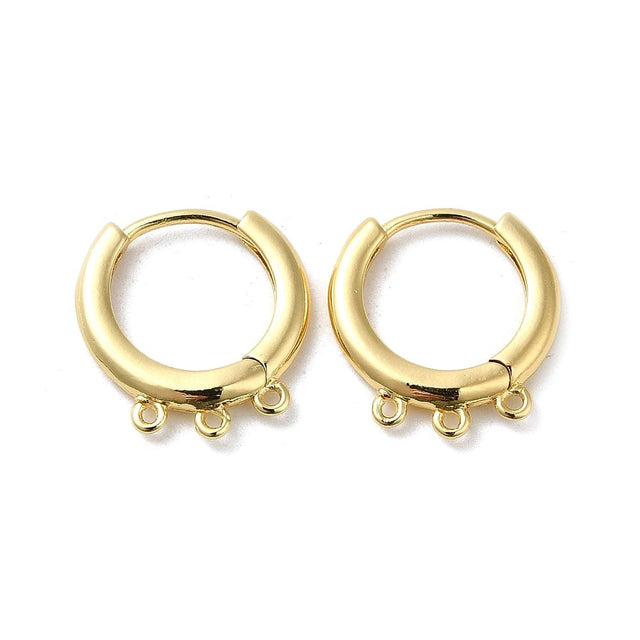 Creoler/Hoops Med 3 Øjer - 18K Forgyldt (15mm) - Uniq Perler - 112988