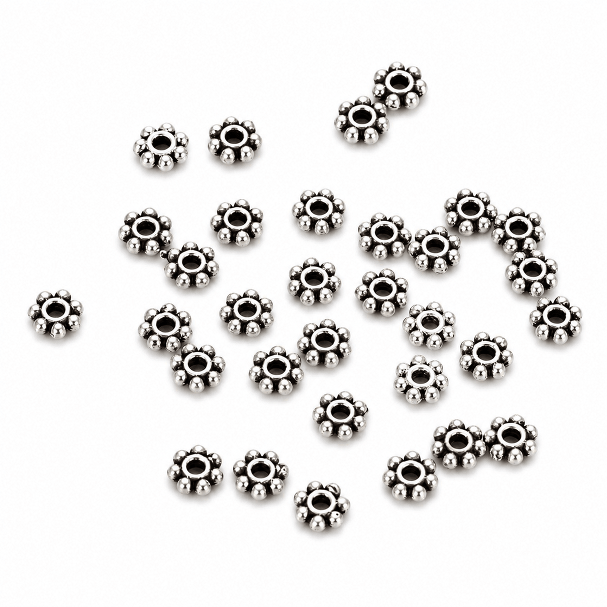Daizy Metal Perler – Antik Forsølvet (4-4,5mm), 50 Stk - Uniq Perler - 0000009655