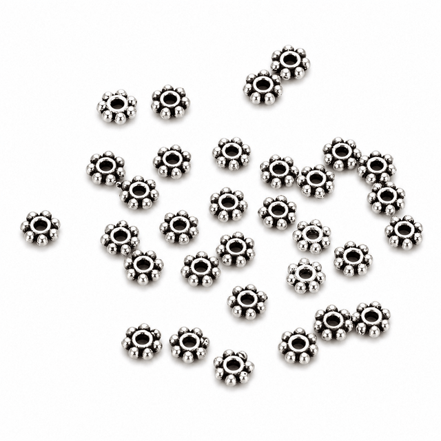 Daizy Metal Perler – Antik Forsølvet (4-4,5mm), 50 Stk - Uniq Perler - 0000009655