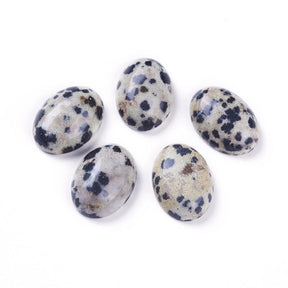 Dalmatiner Jasper Cabochons – Oval (10x14x5mm) 6 stk. - Uniq Perler - 