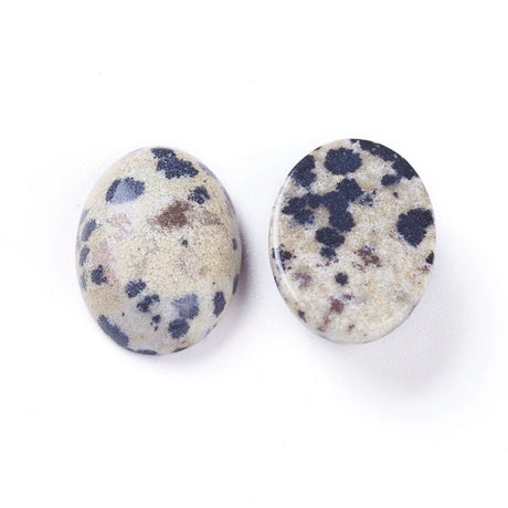 Dalmatiner Jasper Cabochons – Oval (10x14x5mm) 6 stk. - Uniq Perler - 