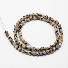 Dalmatian Jasper Beads – Faceted Round (4mm) - Uniq Perler - 