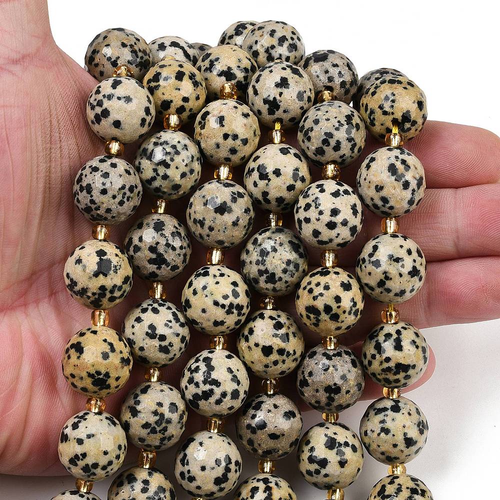 Dalmatiner Jaspis Perler – Facetterede, Runde (15~16mm) - Uniq Perler - 