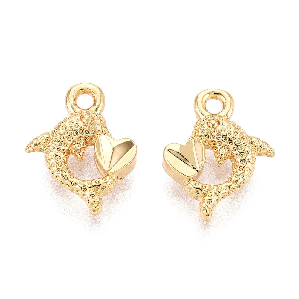 Delfin Vedhæng – 18K Langtidsholdbar Forgyldt (12,5x3x10mm) 2 stk. - Uniq Perler - 115701