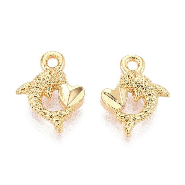 Delfin Vedhæng – 18K Langtidsholdbar Forgyldt (12,5x3x10mm) 2 stk. - Uniq Perler - 115701