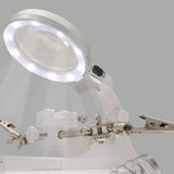 Den 3. Hånd Med Lup, LED Lys og Værktøjsholder (85x210x170mm) - Uniq Perler - 115581