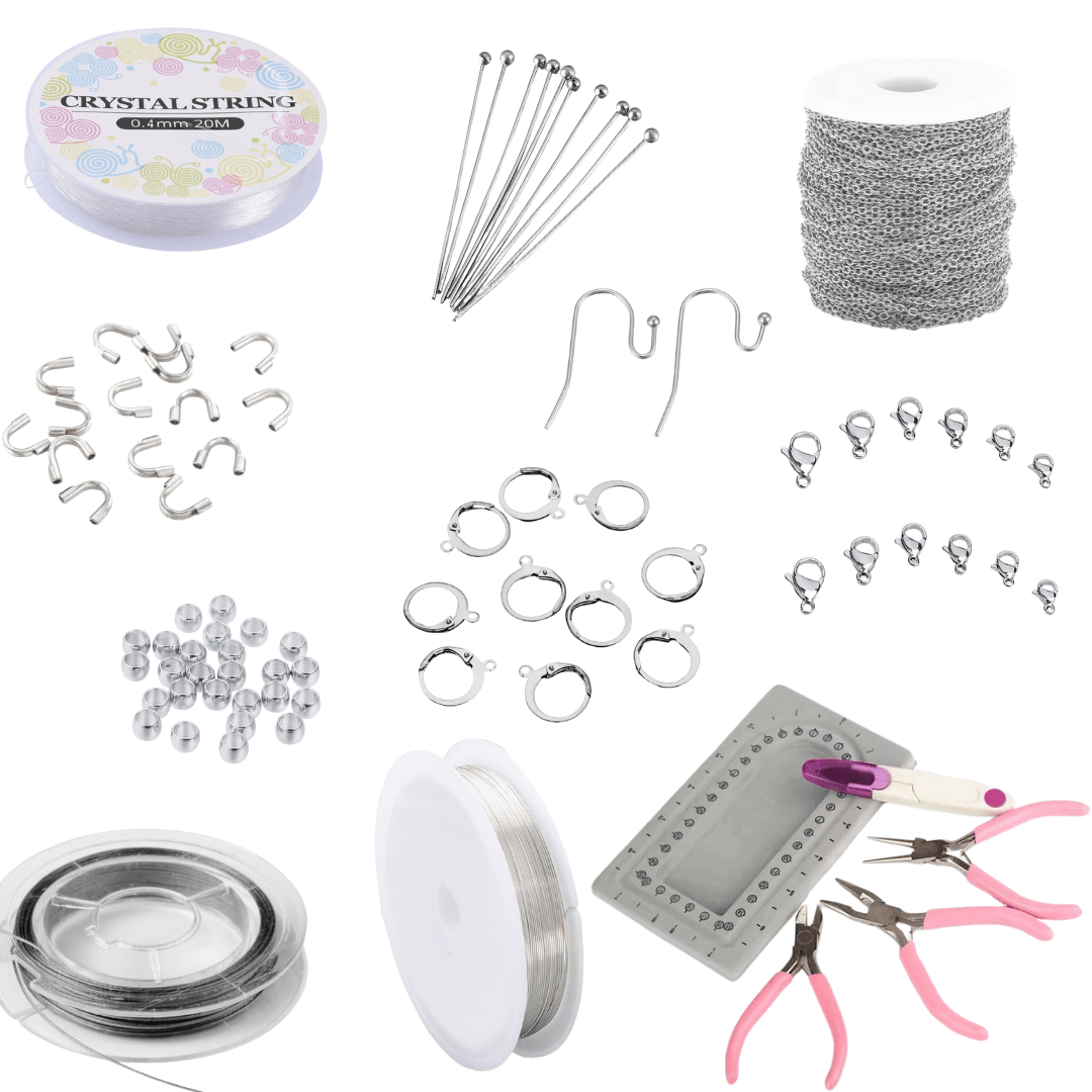 Det Vandfaste DIY Smykkesæt Med Smykkedele i Stål - Uniq Perler - 826383