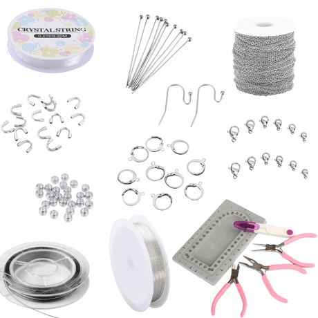 Det Vandfaste DIY Smykkesæt Med Smykkedele i Stål - Uniq Perler - 826383