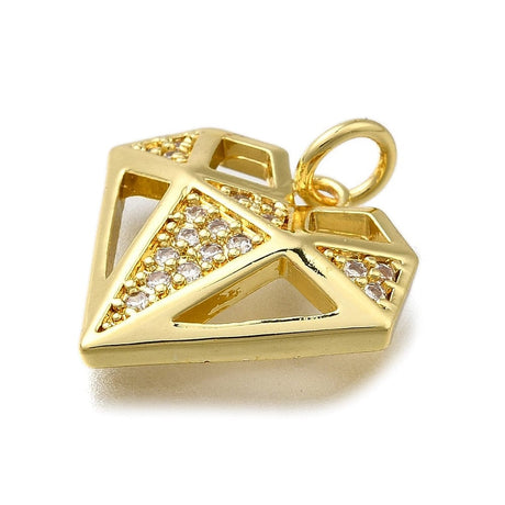 Diamant Vedhæng Med Zirkonia Sten, Langtidsholdbar Forgyldt, 18x17mm - Uniq Perler - 033798