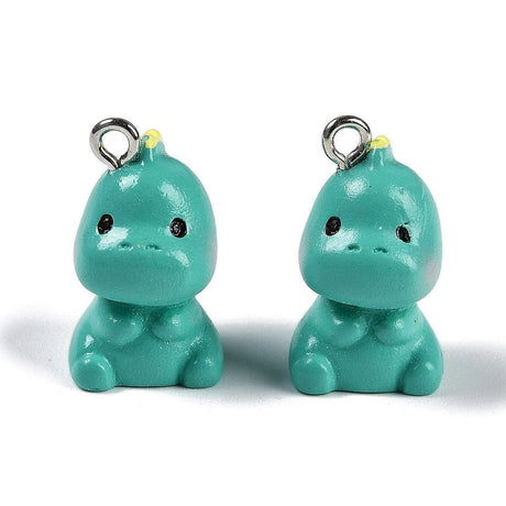 Dinosaur vedhæng, grøn resin str. 20x12x17 mm, 2 stk. - Uniq Perler - 230849