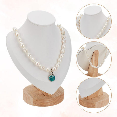 Display Buste Til Udstilling – Imiteret Hvidt Læder (17,5x14cm) - Uniq Perler - 116164