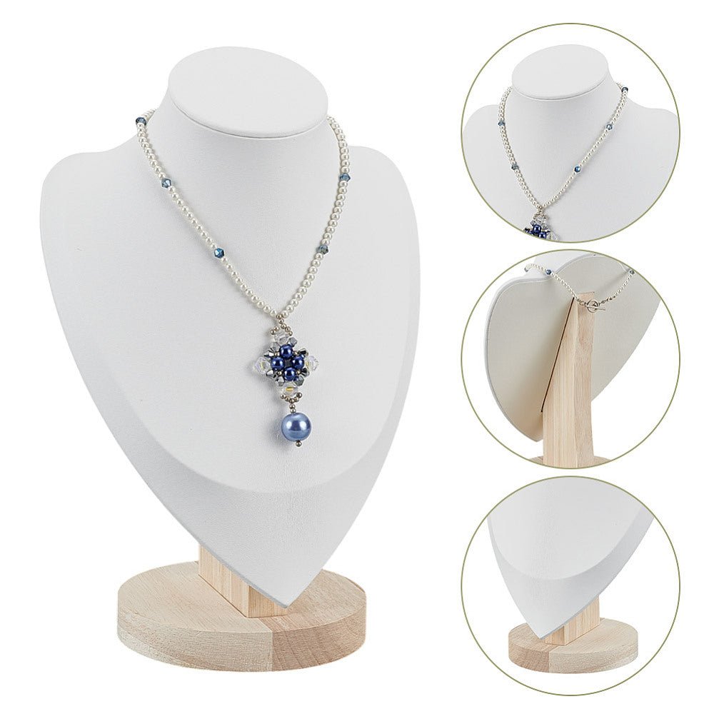 Display Buste Til Udstilling – Imiteret Hvidt Læder (26 cm) - Uniq Perler - 