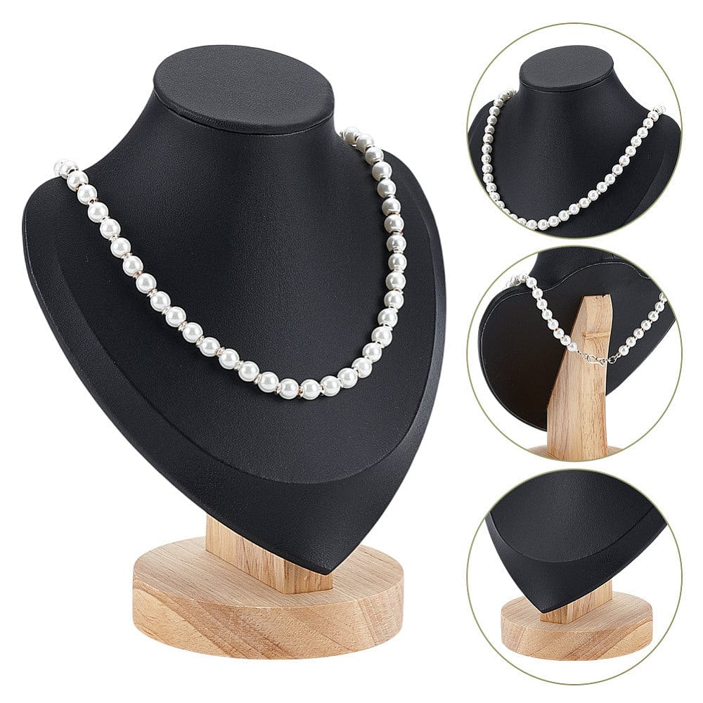 Display Buste Til Udstilling – Imiteret Sort Læder (17,5x14cm) - Uniq Perler - 116163