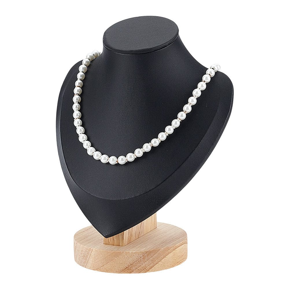 Display Buste Til Udstilling – Imiteret Sort Læder (17,5x14cm) - Uniq Perler - 116163