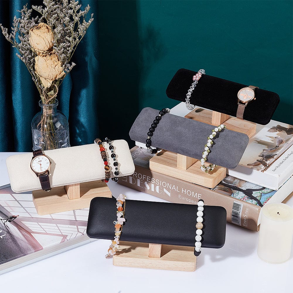 Display Til Armbånd Og Ure – Sort Imiteret Ruskind - Uniq Perler - 273735