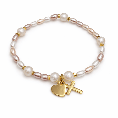 DIY armbånd med ferskvandsperler og rosa/hvide shell perler – perfekt til konfirmation - Uniq Perler - 118304