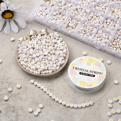 DIY Armbånds Sæt – Bogstavperler, Elastik & Opbevaring - Uniq Perler - 113664