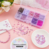 DIY Kasse Med 10 Forskellige Perler & Elastik – Lilla (1 - 6mm) - Uniq Perler - 115841