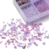 DIY Kasse Med 10 Forskellige Perler & Elastik – Lilla (1 - 6mm) - Uniq Perler - 115841