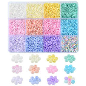 DIY Låda Med 12 Färger Seed Beads – Glas (2x1,5mm) Ca. 180g - Uniq Perler - 115113