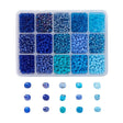 DIY Kasse Med 15 Blå Farver Seed Beads – 4mm - Uniq Perler - 