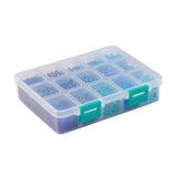 DIY Kasse Med 15 Blå Farver Seed Beads – 4mm - Uniq Perler - 