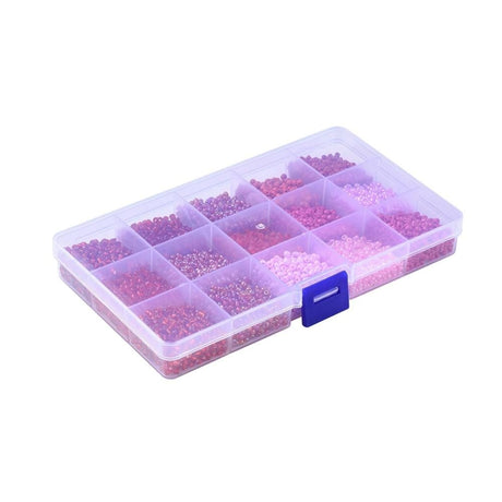 DIY Kasse Med 15 Farver Seed Beads - 2mm - Uniq Perler - 0001489622