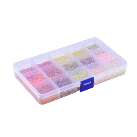 DIY Kasse Med 15 Farver Seed Beads - Gul/Orange Mix (2mm) - Uniq Perler - 38485839282