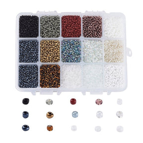DIY Låda Med 15 Mix Färger Seed Beads – 2mm - Uniq Perler - 