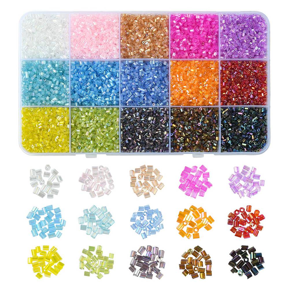 DIY Kasse Med 15 Transparente Farver Seed Beads – (2mm) - Uniq Perler - 633854