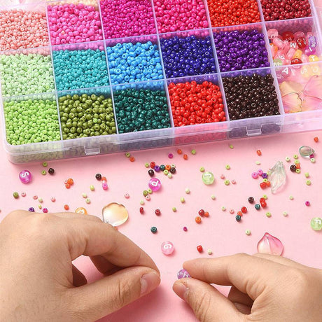 DIY Kasse Med 21 Farver Seed Beads & Andre Perler - Uniq Perler - 115836