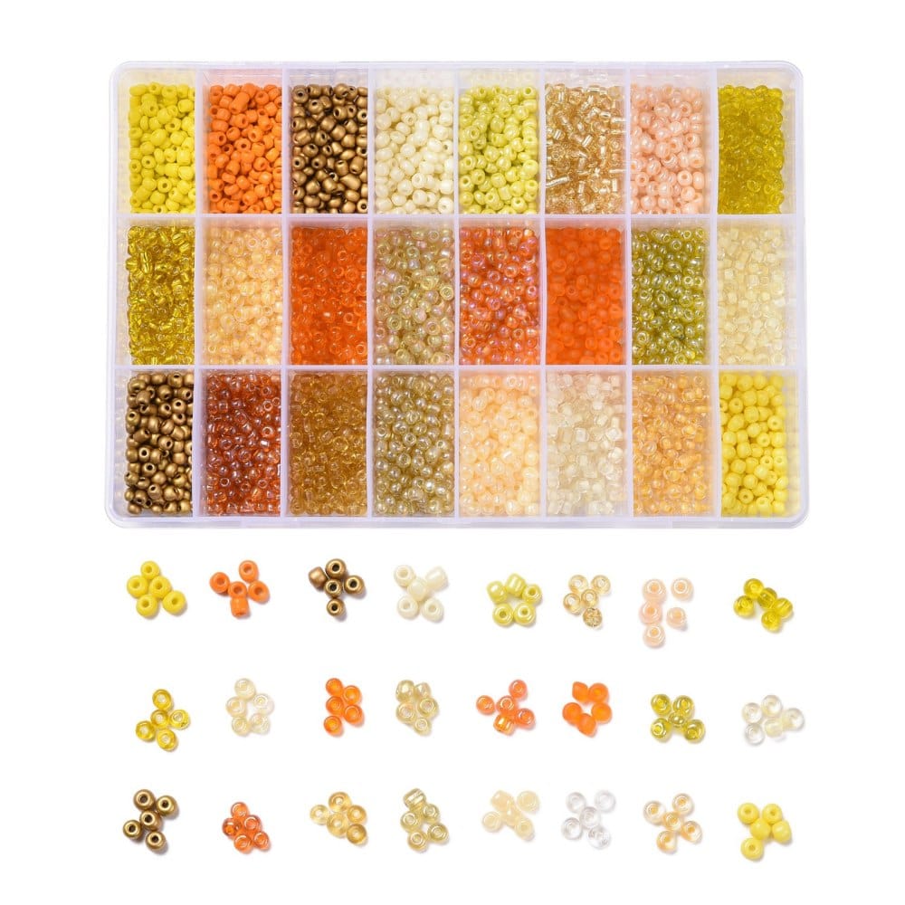 DIY Kasse Med 24 Farver Seed Beads - (3,5 - 4mm) - Uniq Perler - 403851