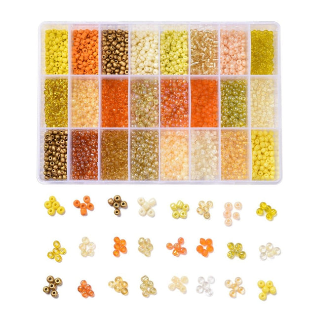 DIY Kasse Med 24 Farver Seed Beads - (3,5 - 4mm) - Uniq Perler - 403851