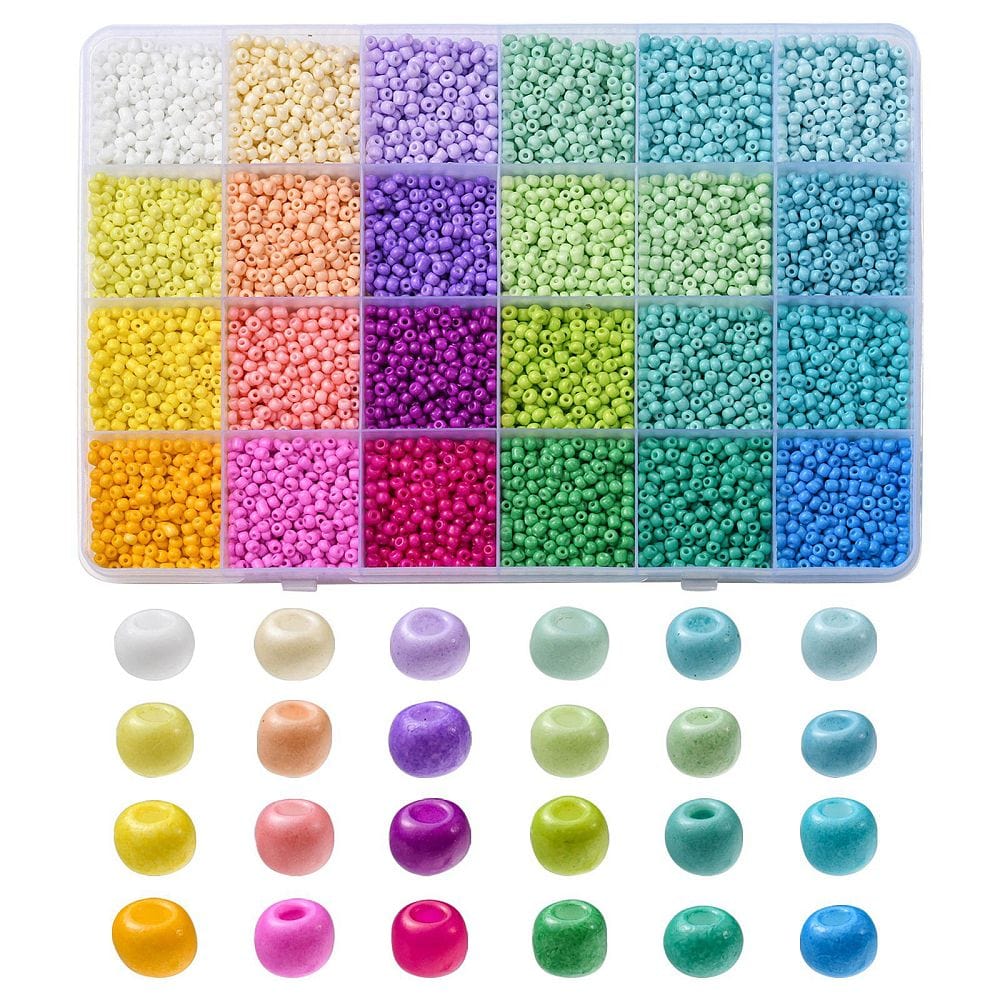 DIY Kasse Med 24 Farver Seed Beads – 3mm, Ca. 7800 Stk - Uniq Perler - 162529