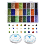 DIY Kasse Med 24 Farver Seed Beads og Elastik (2mm) - Uniq Perler - 0001489232