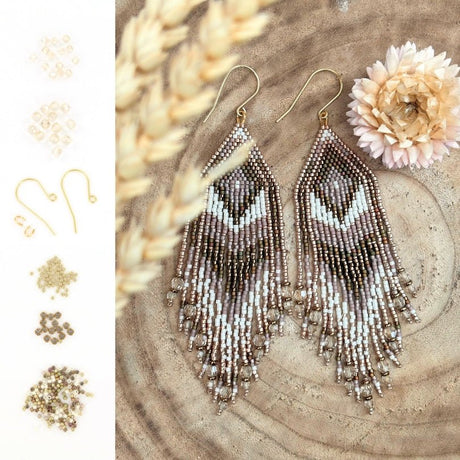 DIY Kit – Bohemian Frynse Øreringe med Brick Stitch (12–15cm) - Uniq Perler - 