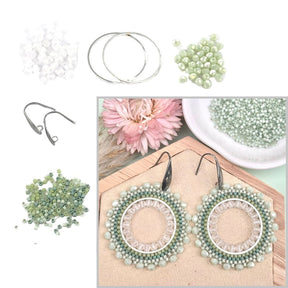DIY Kit – Round Earrings in Brick Stitch (Green) 4mm - Uniq Perler - 115946