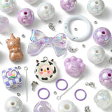 DIY Nøglering Sæt - Lilla Perler & Figurer (Flere Dele) - Uniq Perler - 114822