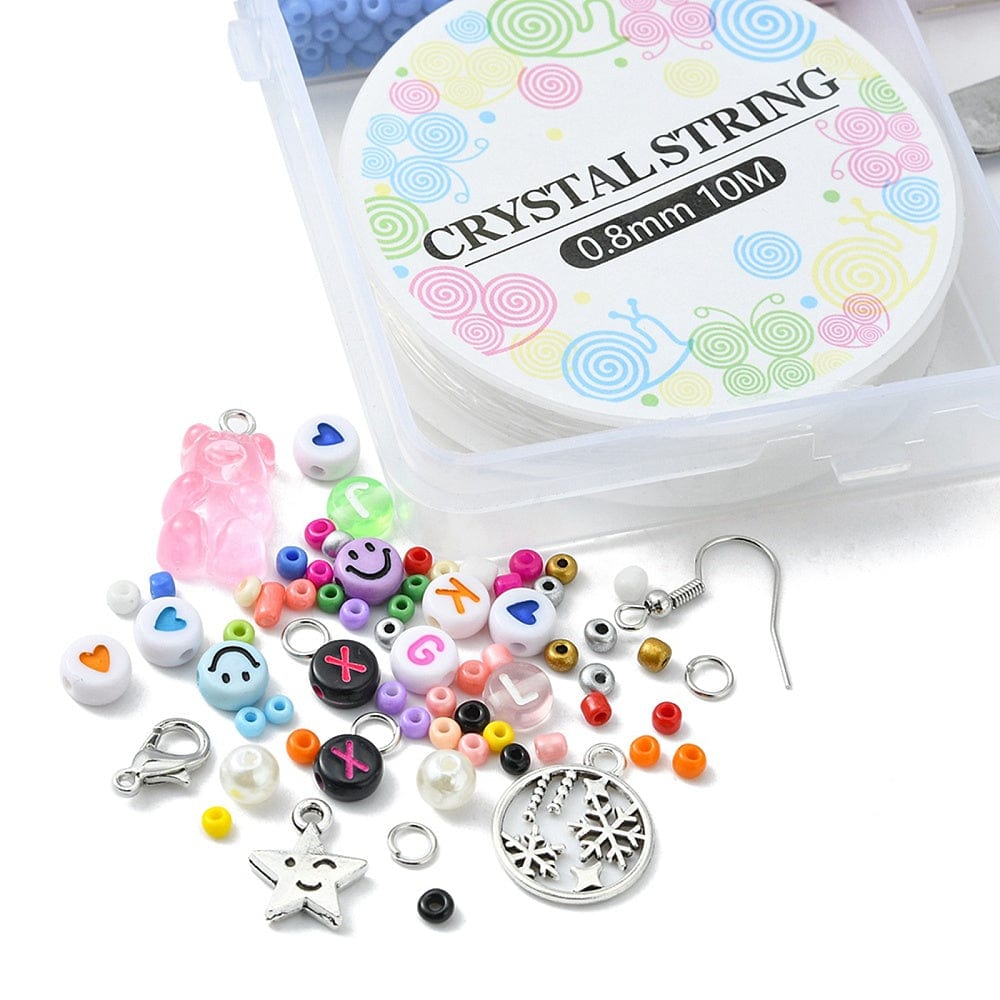 DIY Sæt – 18 Farver Seed Beads, Elastik, Saks & Vedhæng - Uniq Perler - 115838