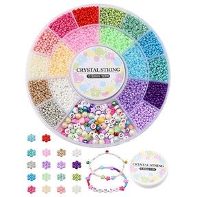 DIY-Set – 18 Farben Saatperlen, Anhänger & Elastik - Uniq Perler - 115846