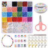 DIY Sæt – 24 Farver Seed Beads, Elastik, Låse, Saks mm. - Uniq Perler - 115840