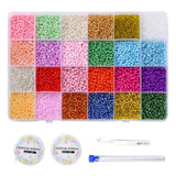 DIY Sæt – 24 Farver Seed Beads, Elastik & Nåle (3mm) - Uniq Perler - 115835