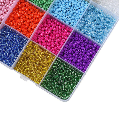 DIY Sæt – 24 Farver Seed Beads, Elastik & Nåle (3mm) - Uniq Perler - 115835