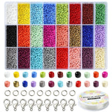 DIY Sæt – 24 Farver Seed Beads, Elastik, O - ringe & Låse - Uniq Perler - 115845
